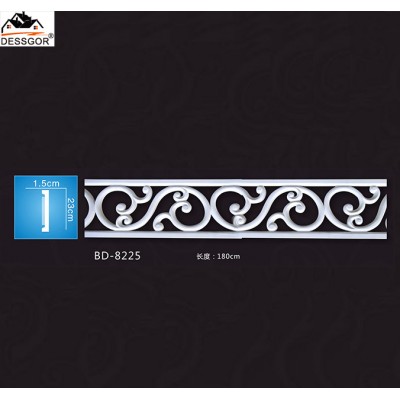 White PU Cornices Plain Panel Polyurethane Carved Panel Moulding Crown Moulding